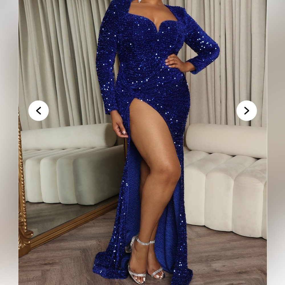 Elegant Blue Sequin Gown